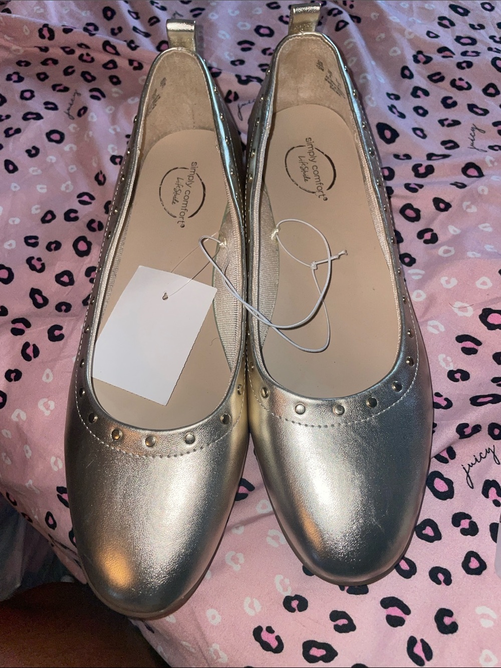 Life Stride Metallic gold flat shoes
